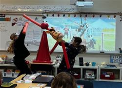 Students jousting