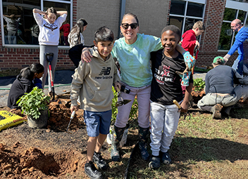  Picture of Rocky River students and staff working on Time Capsule Park
